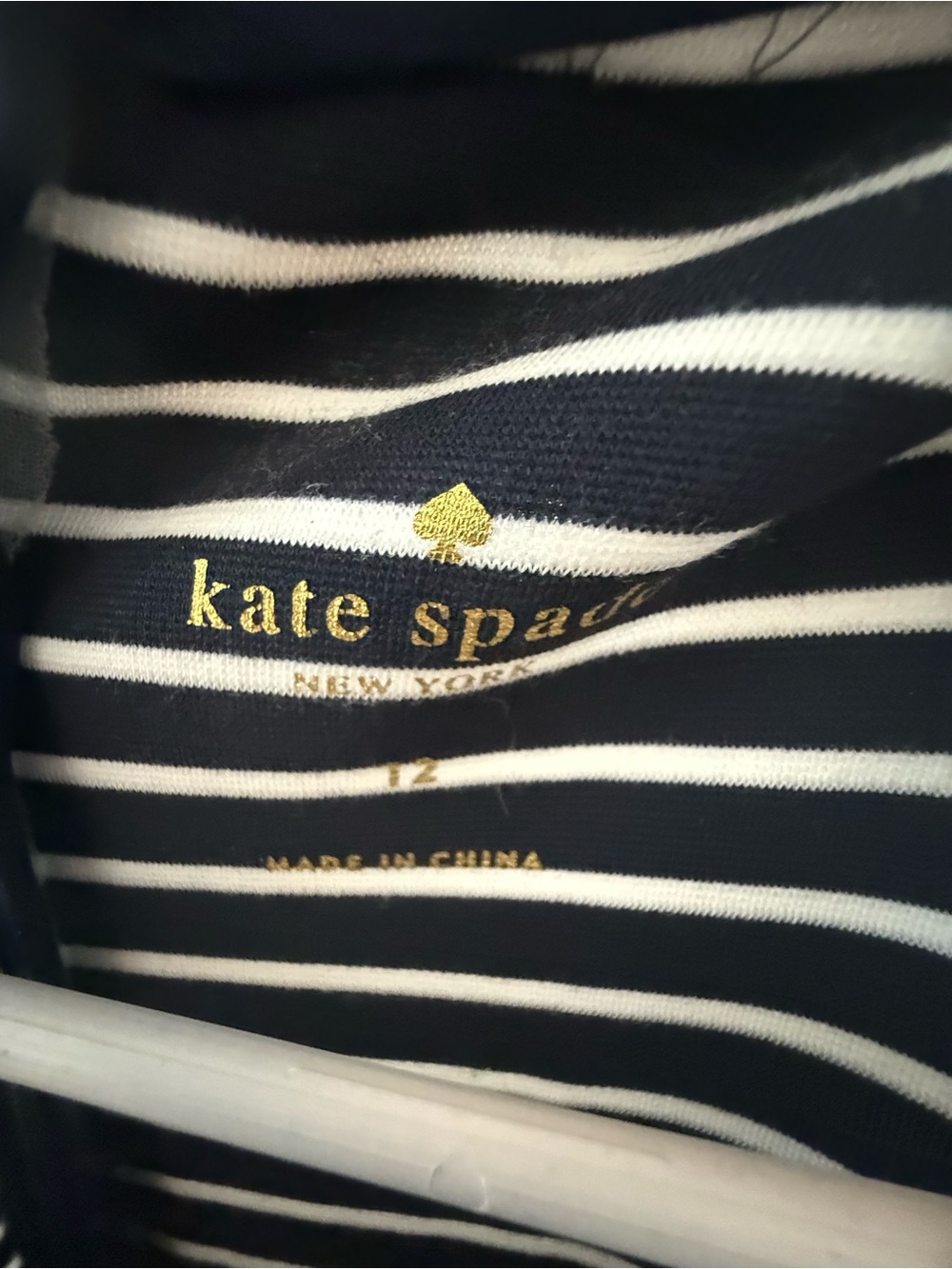 kate spade Navy and White Striped Top with Gold Logo